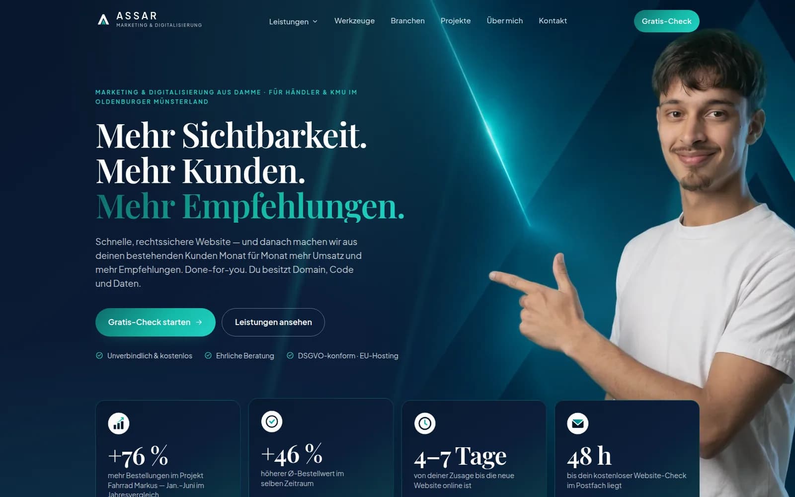 Startseite von assar-marketing.de — genau die Seite, die du gerade liest