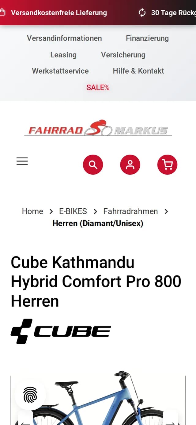 Mobile Ansicht der neuen Produktseite